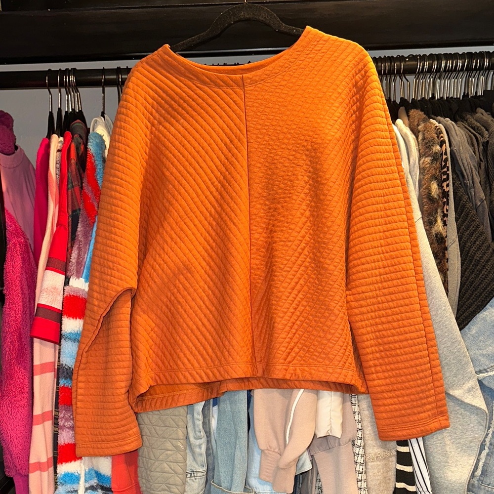 a new day Orange Quilted Crew Neck Sweater